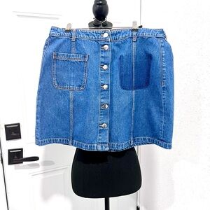 H&M Blue denim Mini Skater Skirt 12